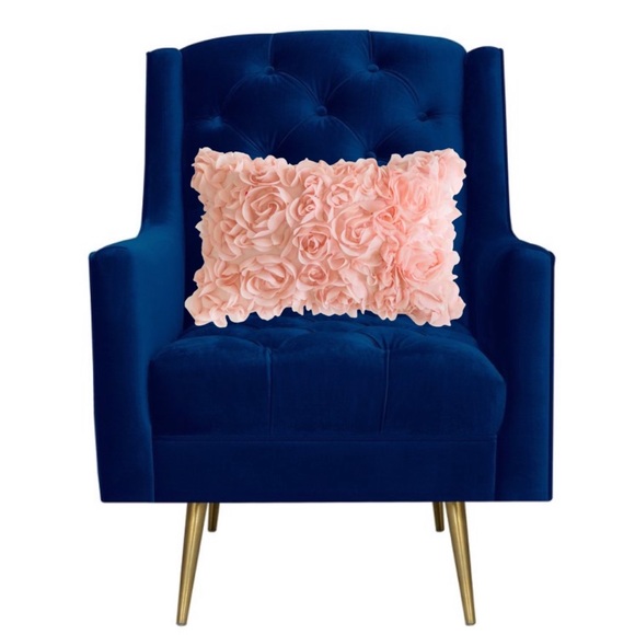 🎉HP! Luxury HomeBlush Pink Sheer Chiffon Rose Lumbar Throw Pillow Cover